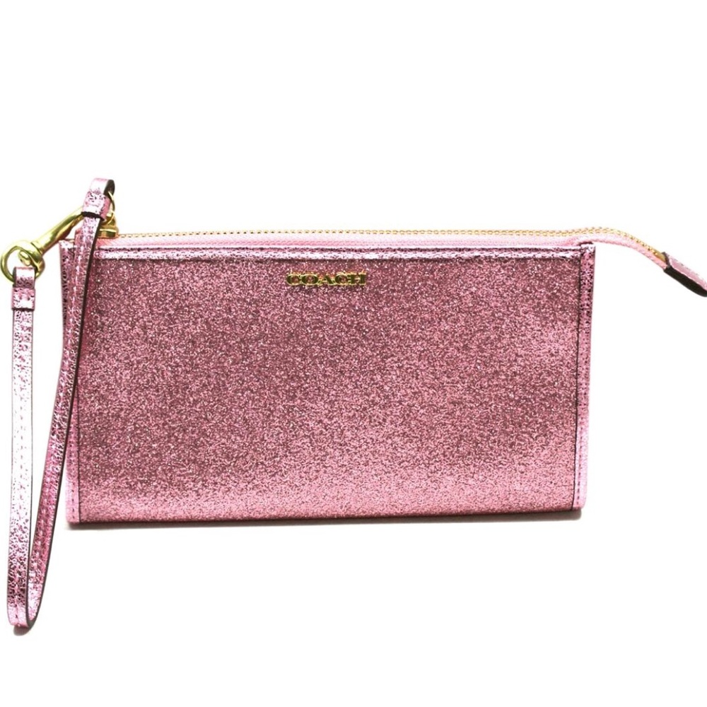 pink sparkle coach wristlet